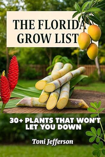 Book with sugarcane, mangos and shampoo ginger plants on the cover