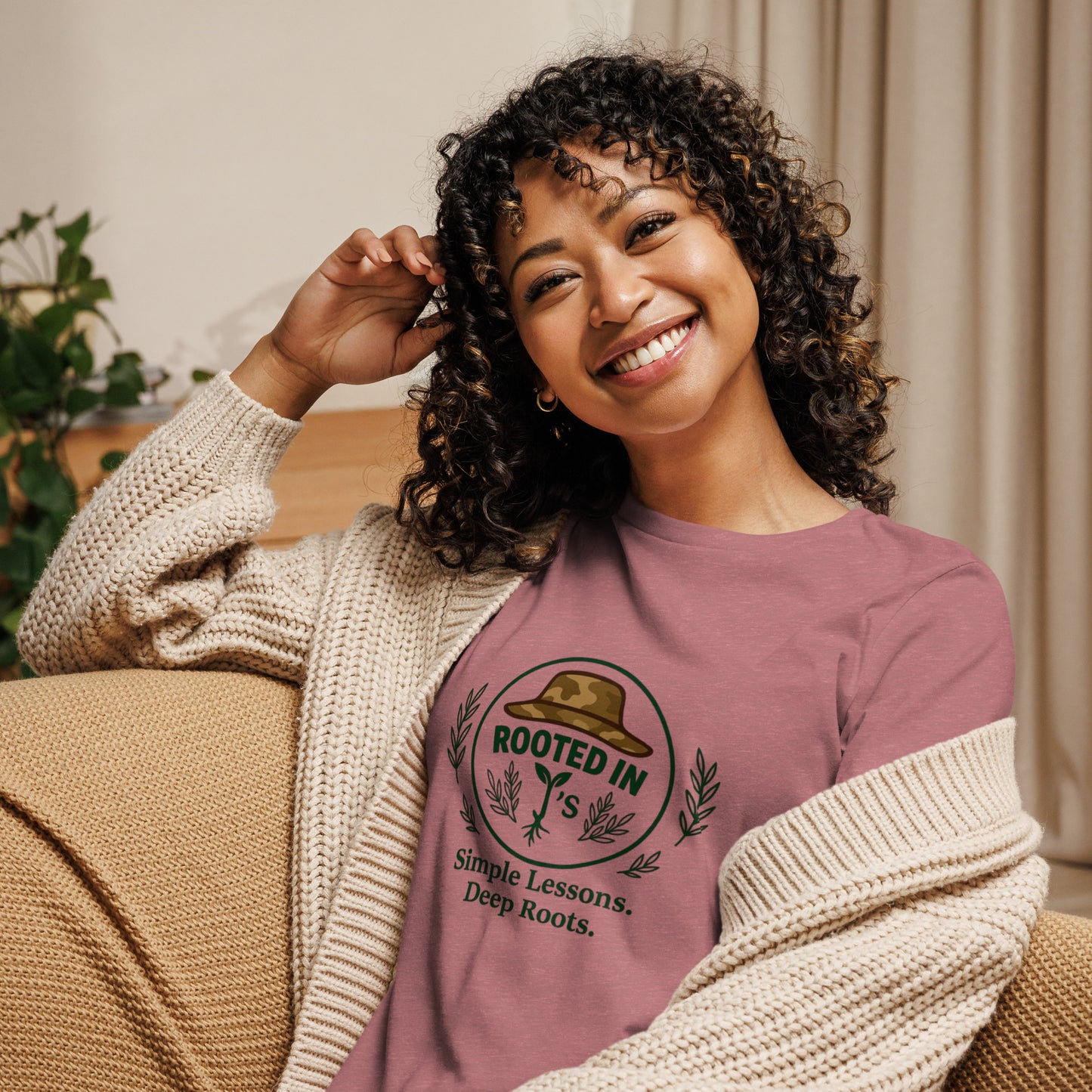 woman wearing Rooted In J’s Relaxed T-Shirt - Rooted In J's