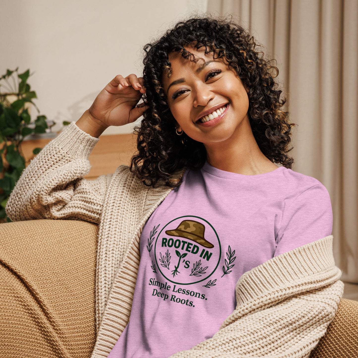 woman wearing Rooted In J’s Relaxed T-Shirt - Rooted In J's