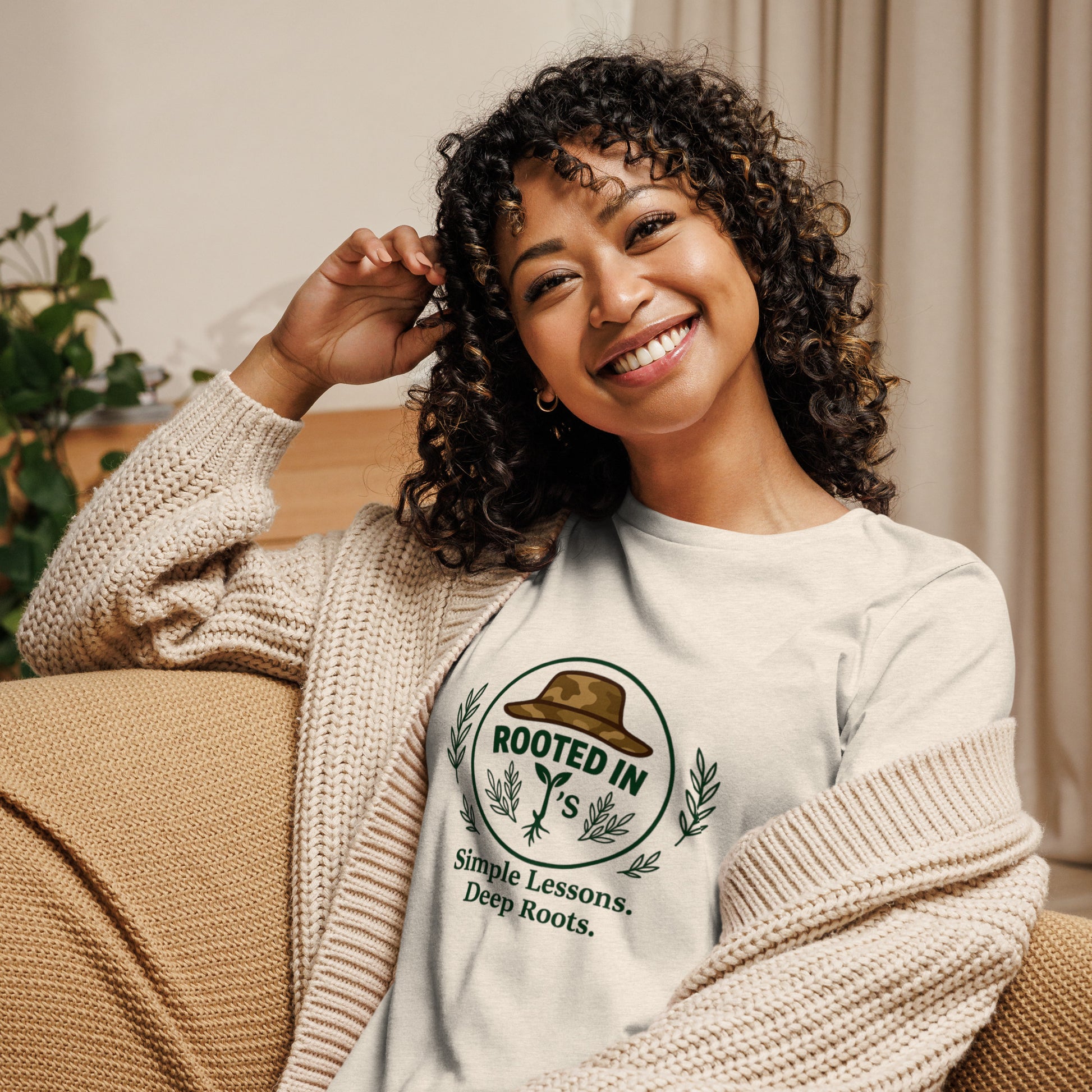 woman wearing Rooted In J’s Relaxed T-Shirt - Rooted In J's