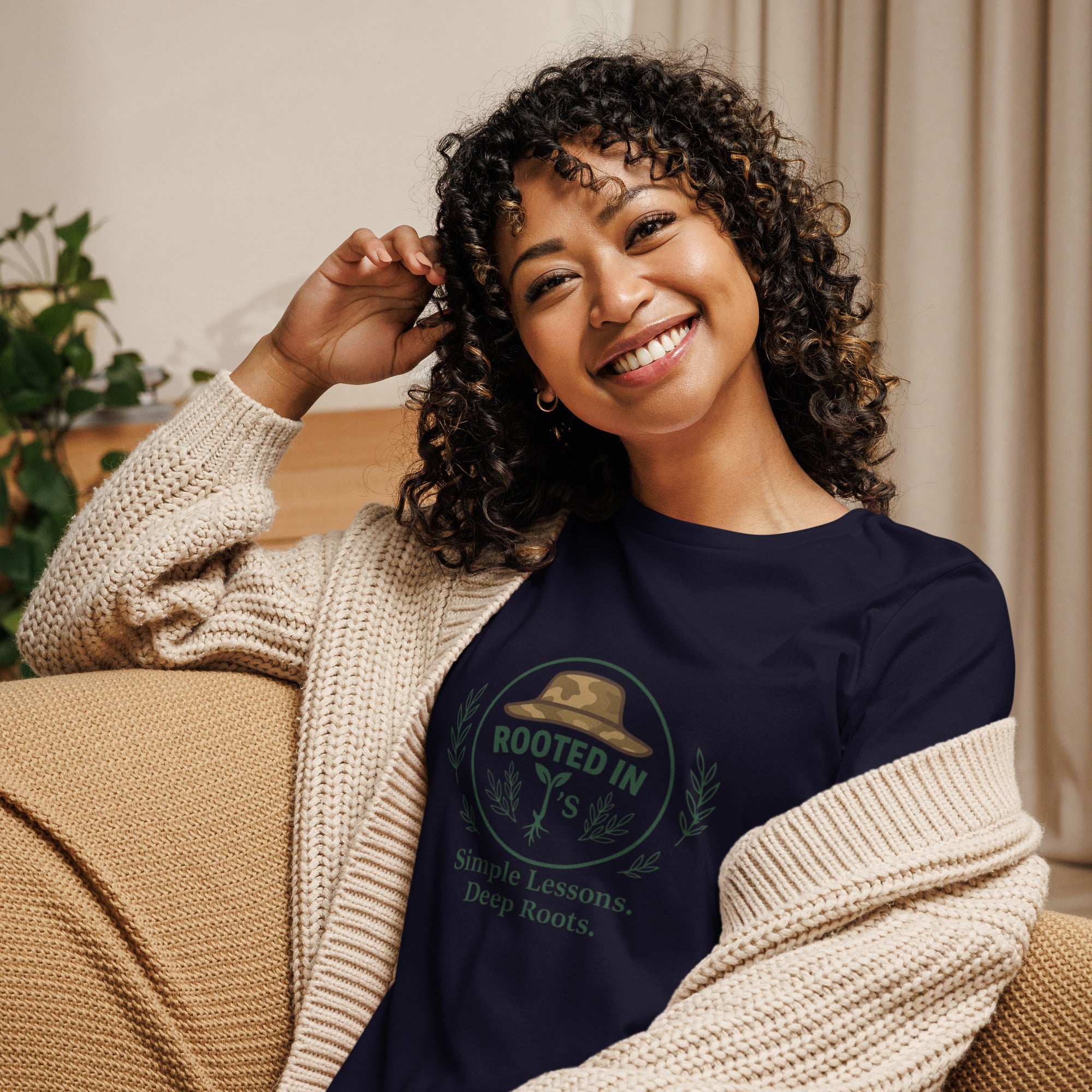 woman wearing Rooted In J’s Relaxed T-Shirt - Rooted In J's